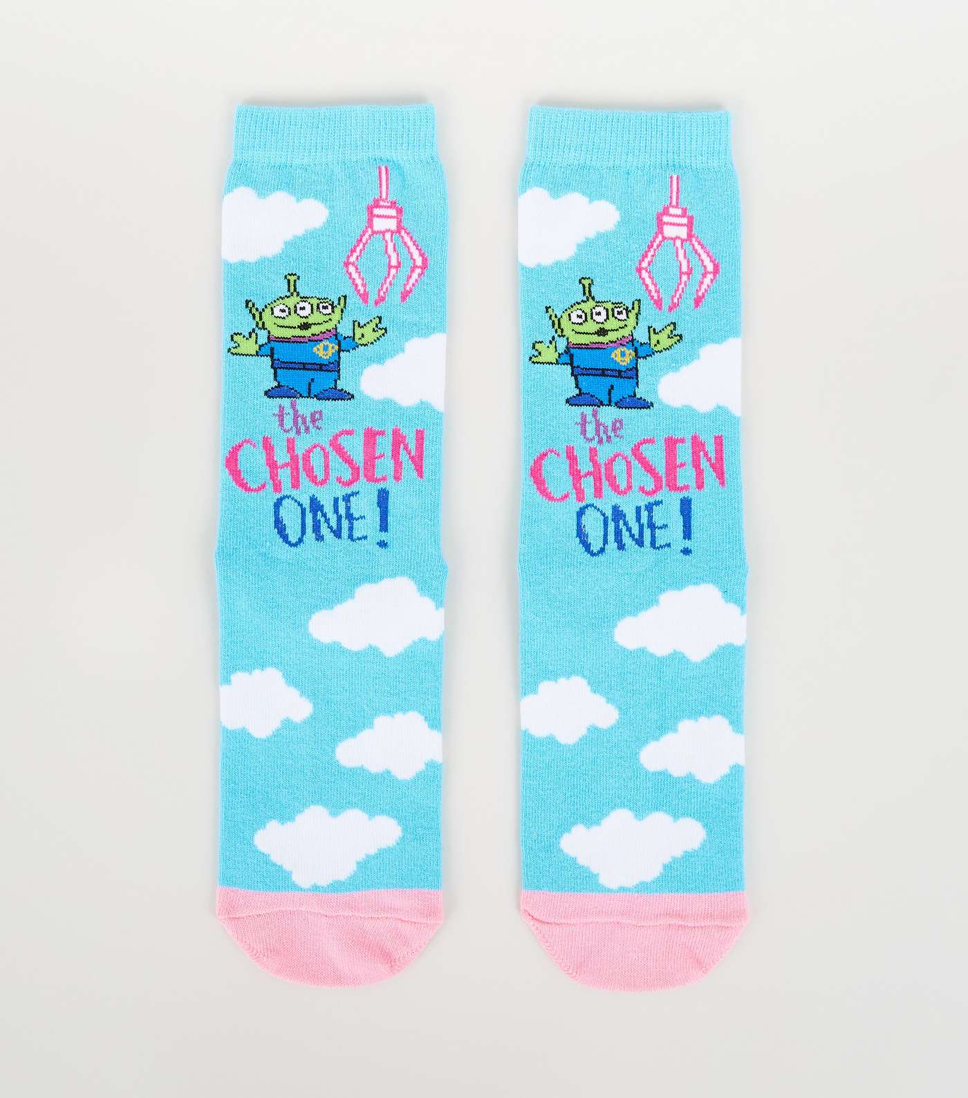 Pale Blue Toy Story Chosen One Slogan Socks