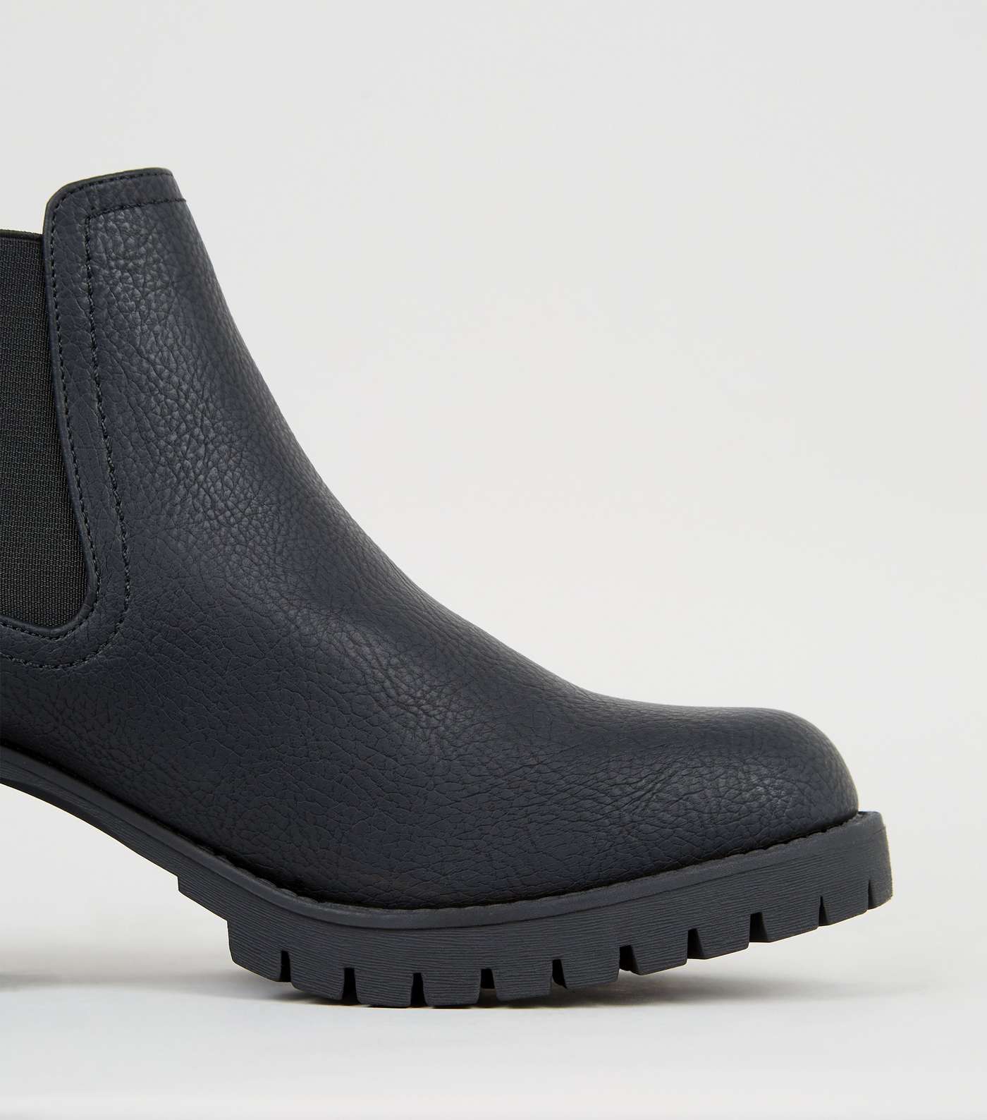 Black Leather-Look Cleated Chelsea Boots Image 3