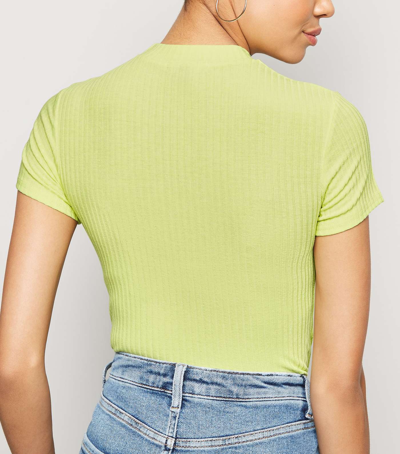 Green Ribbed Cut Out Bodysuit Image 5