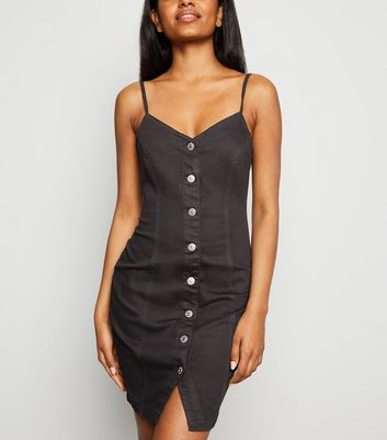 new look black denim dress