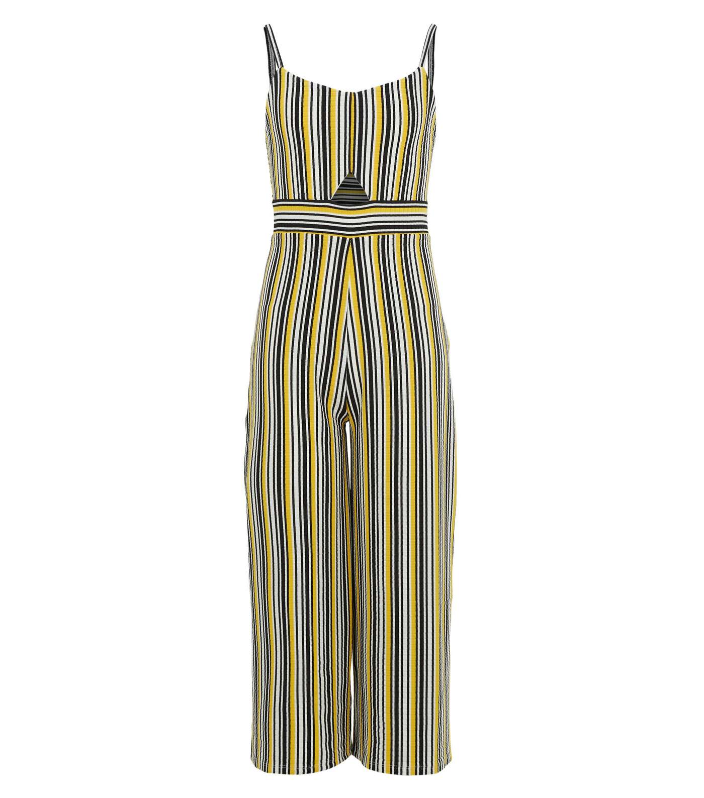 Girls Yellow Stripe Cut Out Jumpsuit Image 4