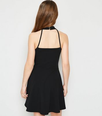 Black halter best sale neck skater dress