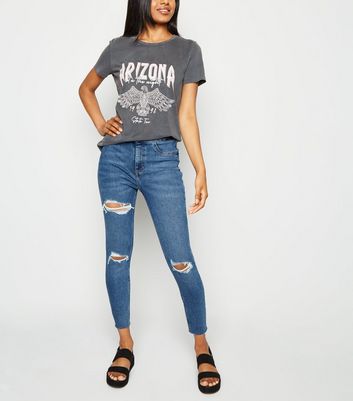 petite high waisted ripped skinny jeans