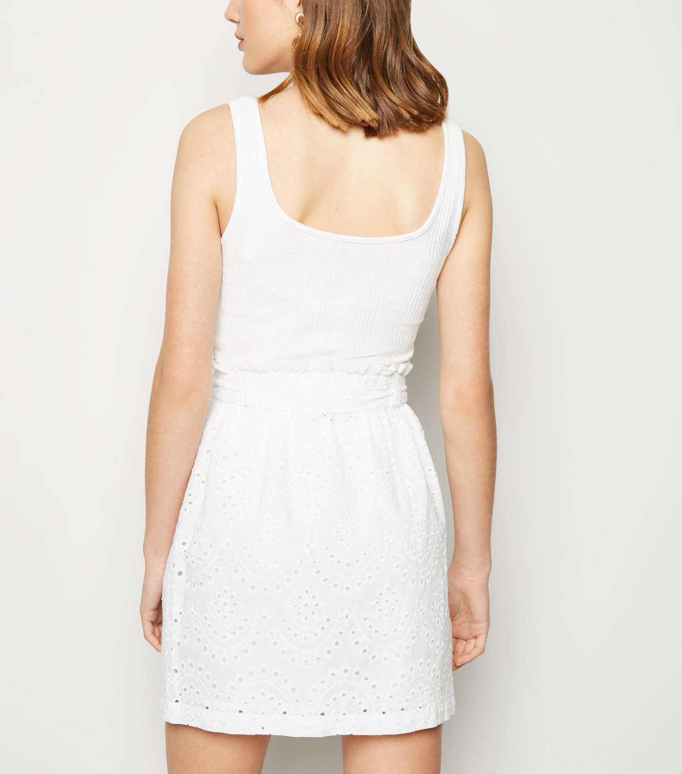 White Broderie High Waist Button Up Skirt Image 3