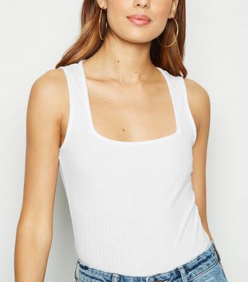 white square neck bodysuit