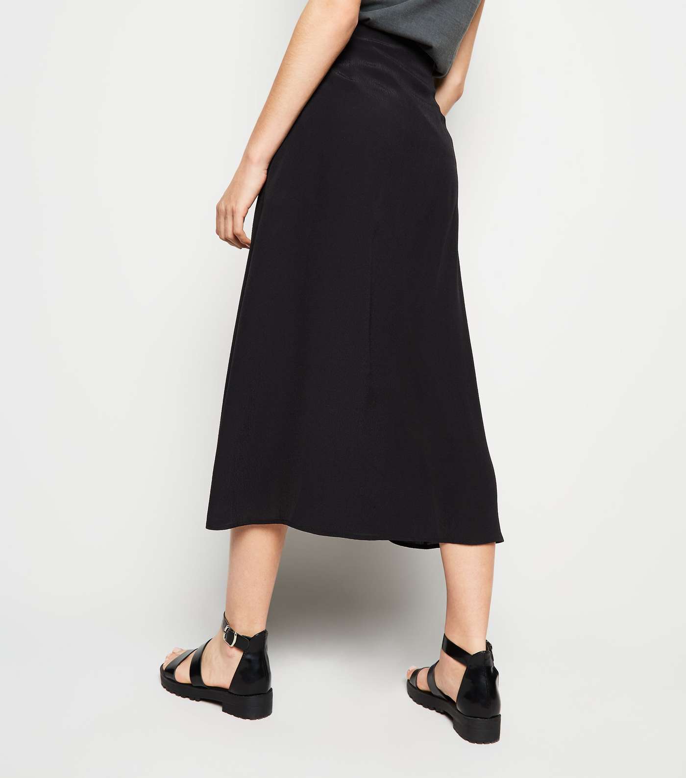 Black Split Side Midi Skirt Image 3