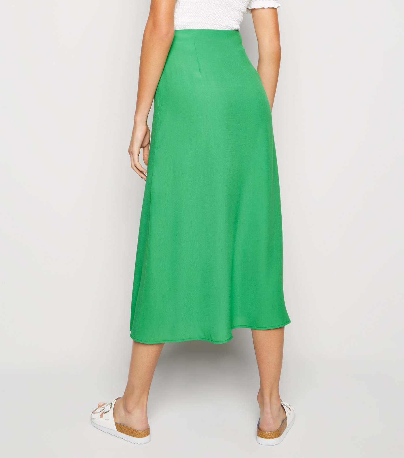 Green Split Side Midi Skirt Image 3