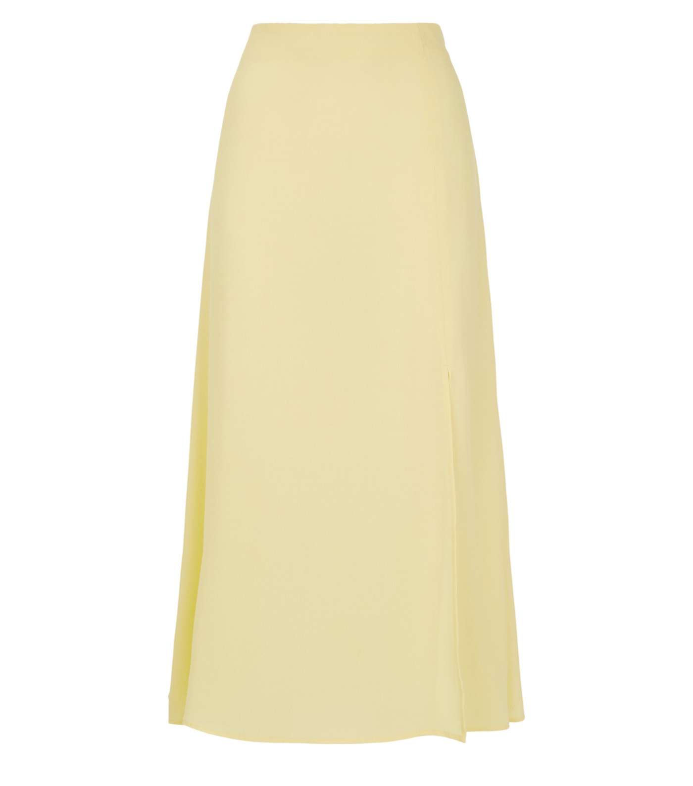 Pale Yellow Split Side Midi Skirt Image 4