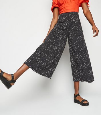 Black Spot Wide Leg Trousers | New Look
