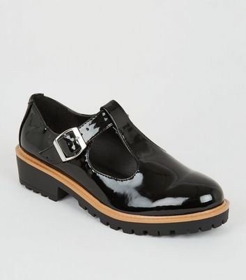 Girls - Chaussures noires vernies à barre salomé | New Look