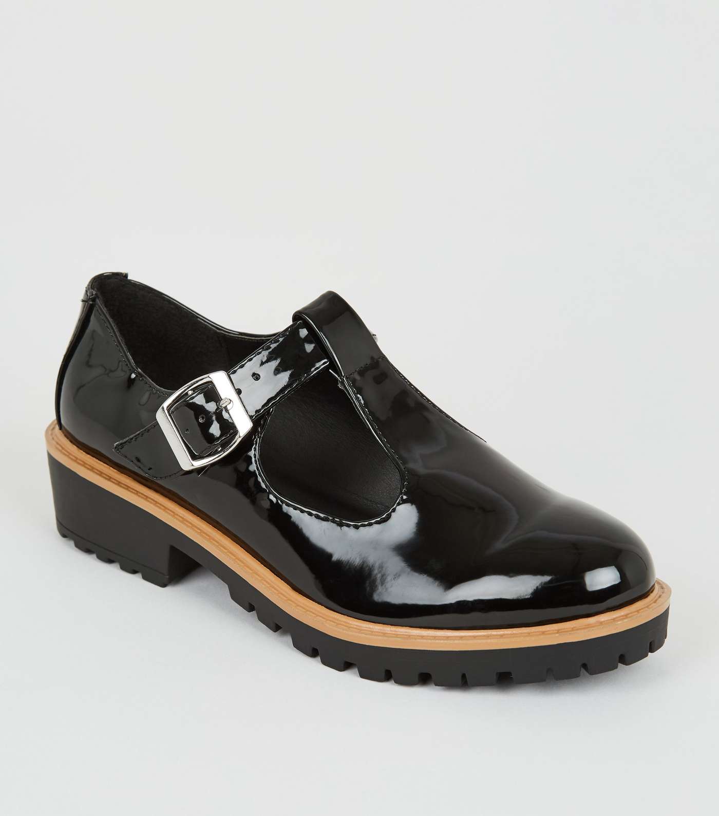 Girls Black Patent T-Bar Shoes