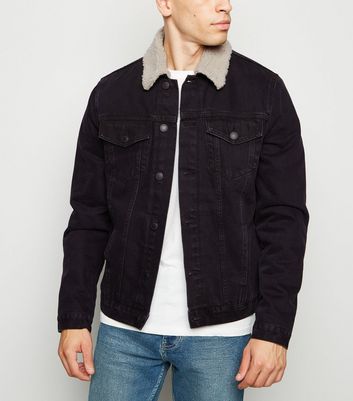 New look borg lined denim jacket in 2024 washed black