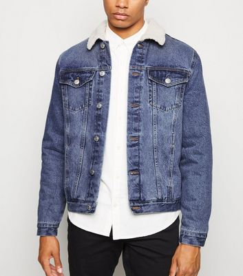 New look borg lined denim jacket in sales washed black