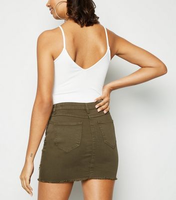 khaki jean skirt