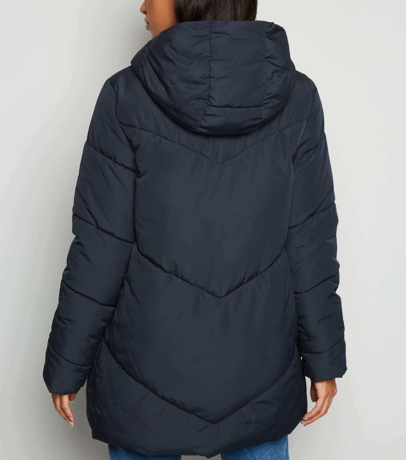 JDY Navy Hooded Puffer Jacket  Image 3