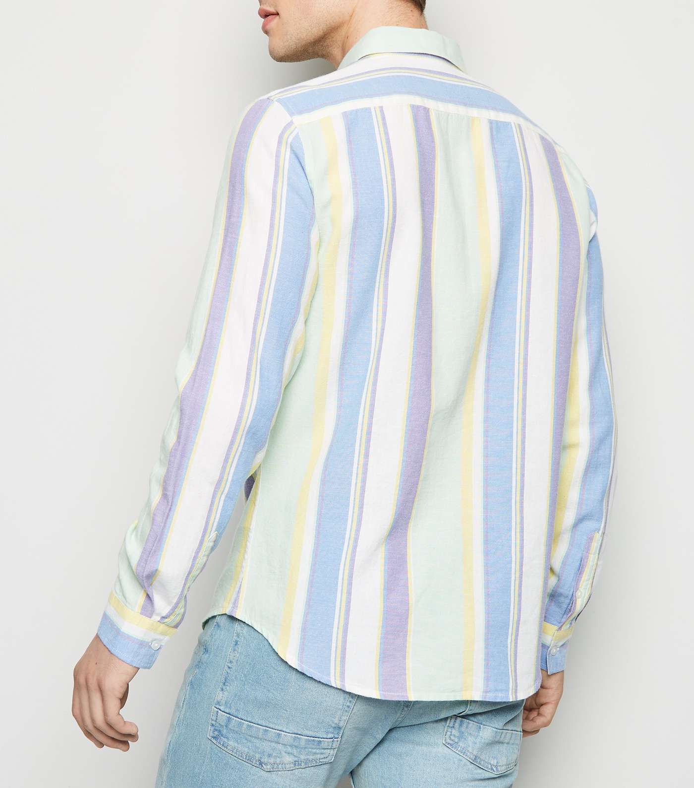 Multicoloured Vertical Pastel Stripe Long Sleeve Shirt Image 3