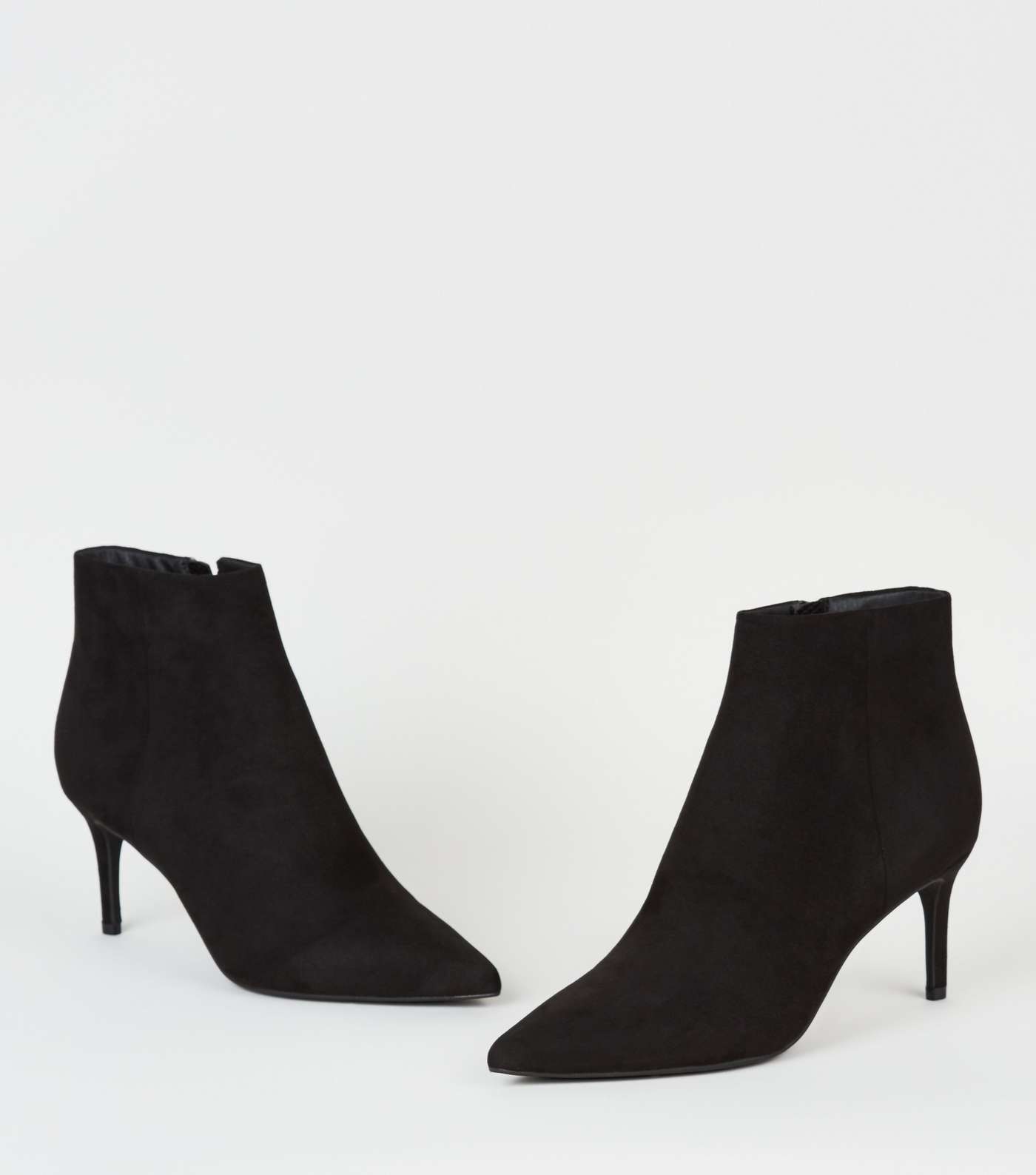 Black Suedette Pointed Stiletto Shoe Boots Image 4