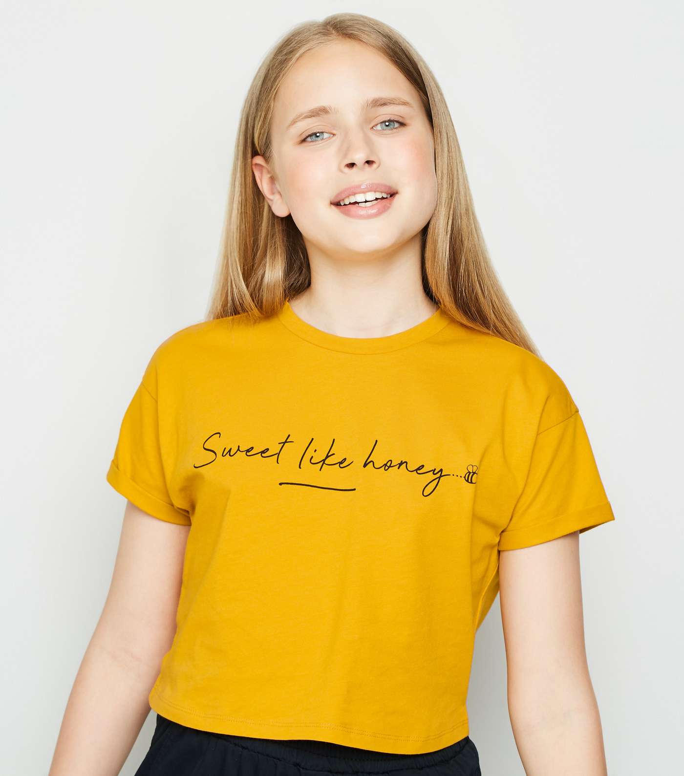 Girls Mustard Sweet Like Honey Slogan T-Shirt