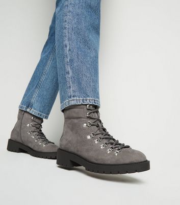 Grey Suedette Lace Up Ankle Boots | New 