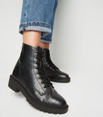 new look black lace up boots