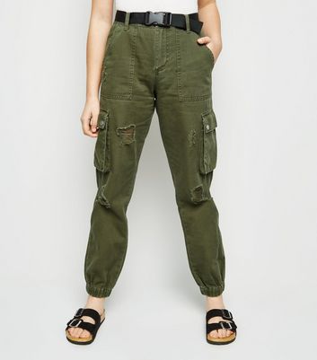 new look khaki cargo trousers
