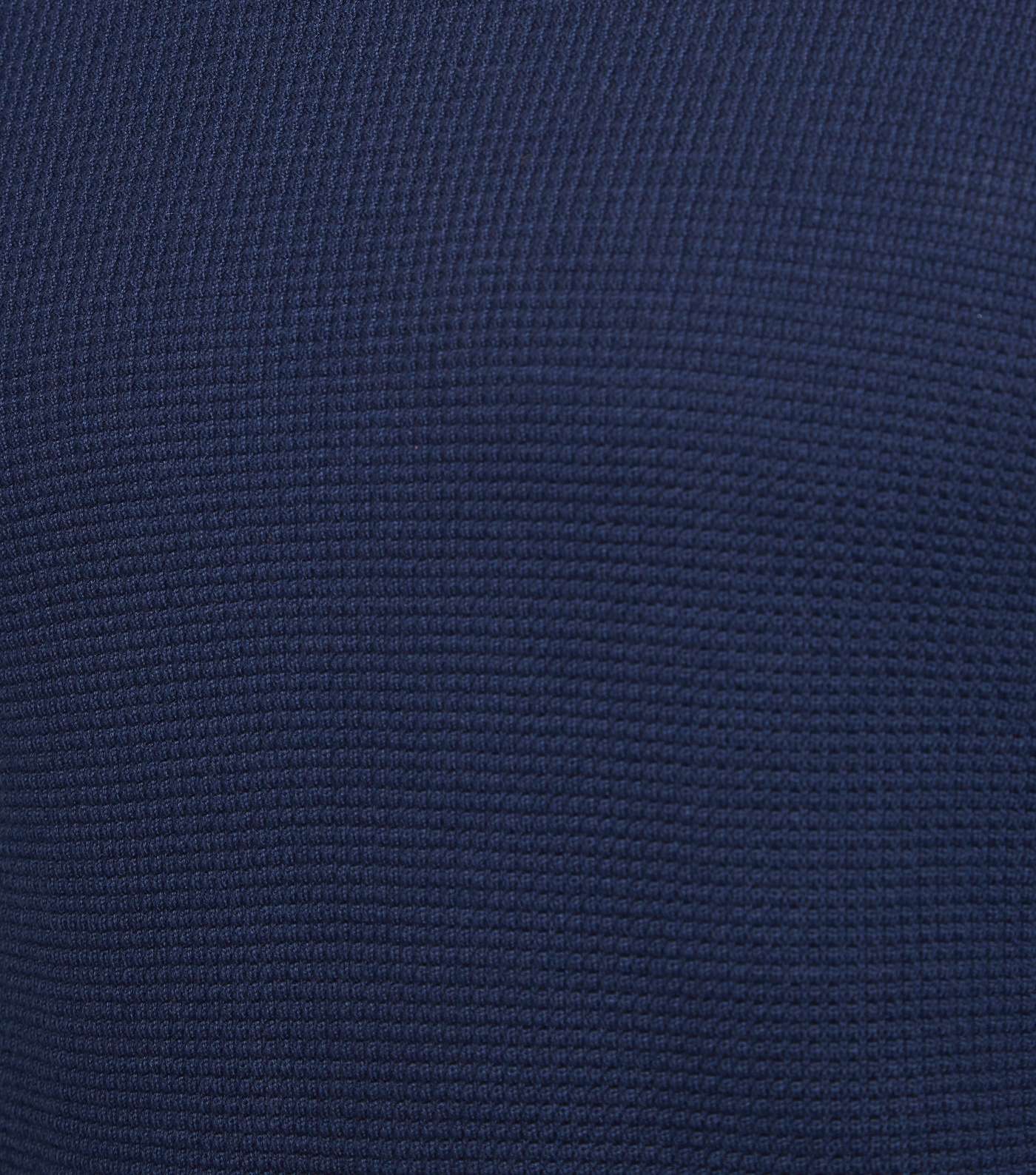 Navy Waffle Knit Muscle Fit Jumper Image 5