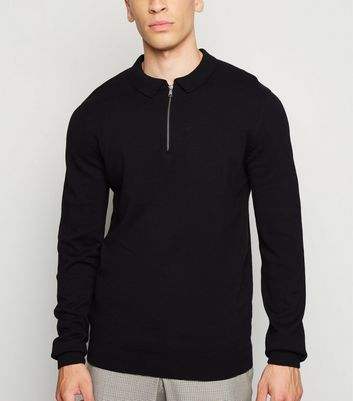 long sleeve black polo shirt