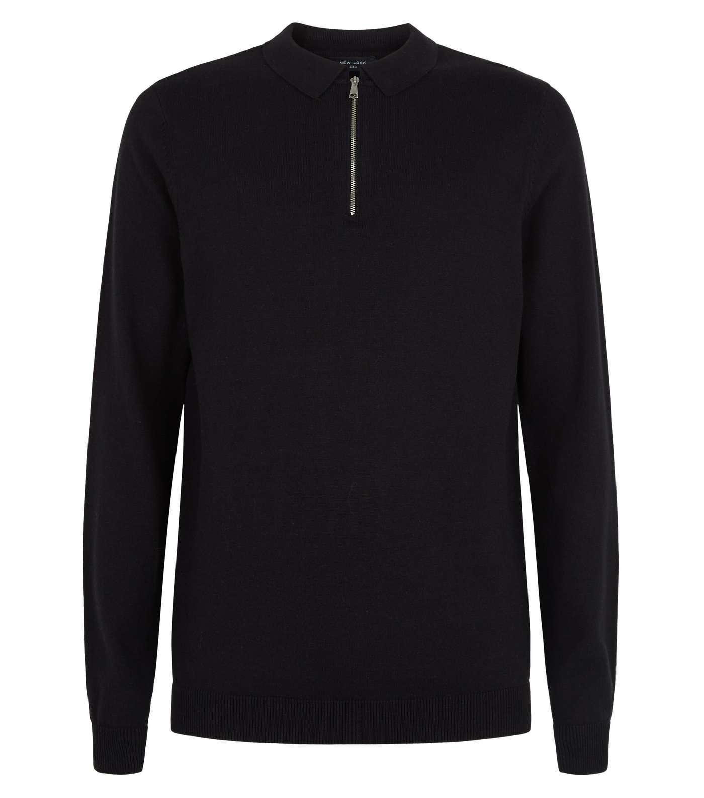 Black Half Zip Long Sleeve Polo Shirt Image 4