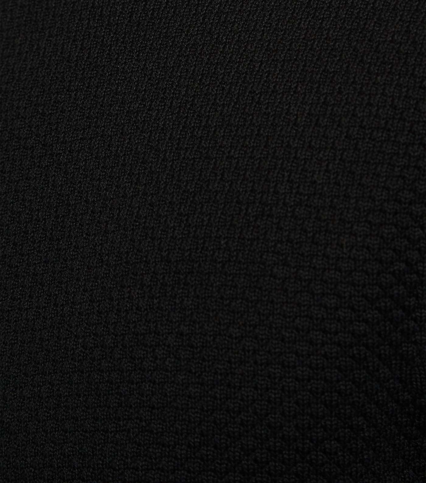 Black Textured Roll Neck Jumper Image 6