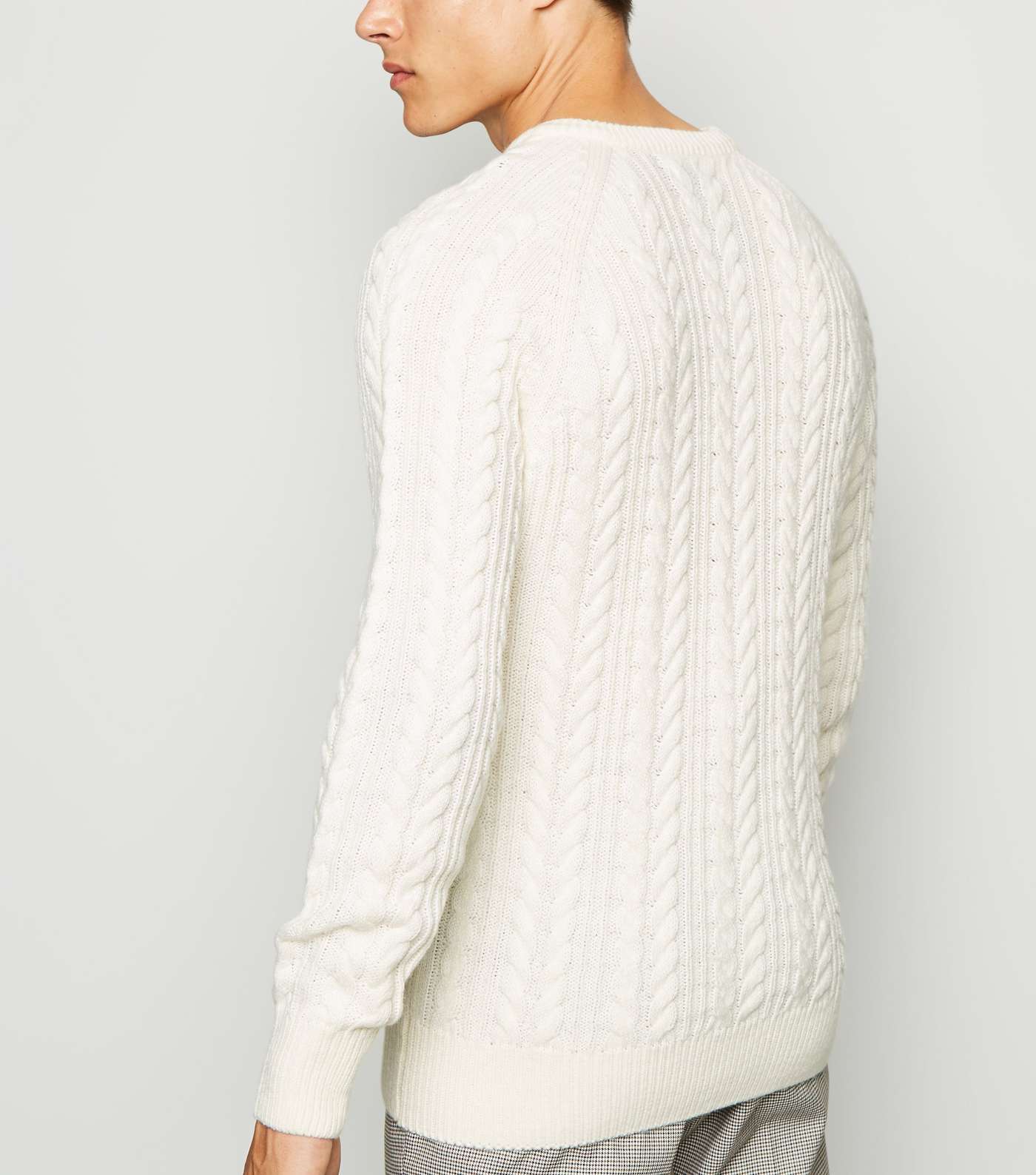 Off White Raglan Cable Knit Jumper Image 3