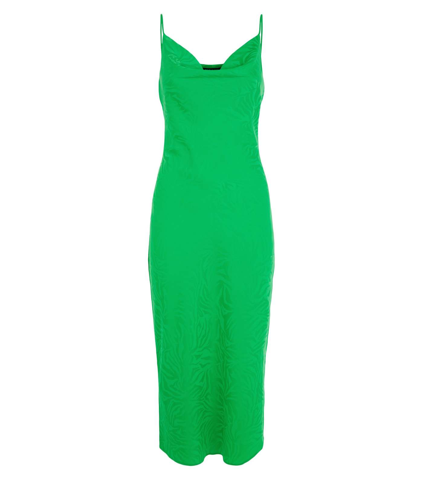 Green Satin Tiger Jacquard Midi Dress Image 4