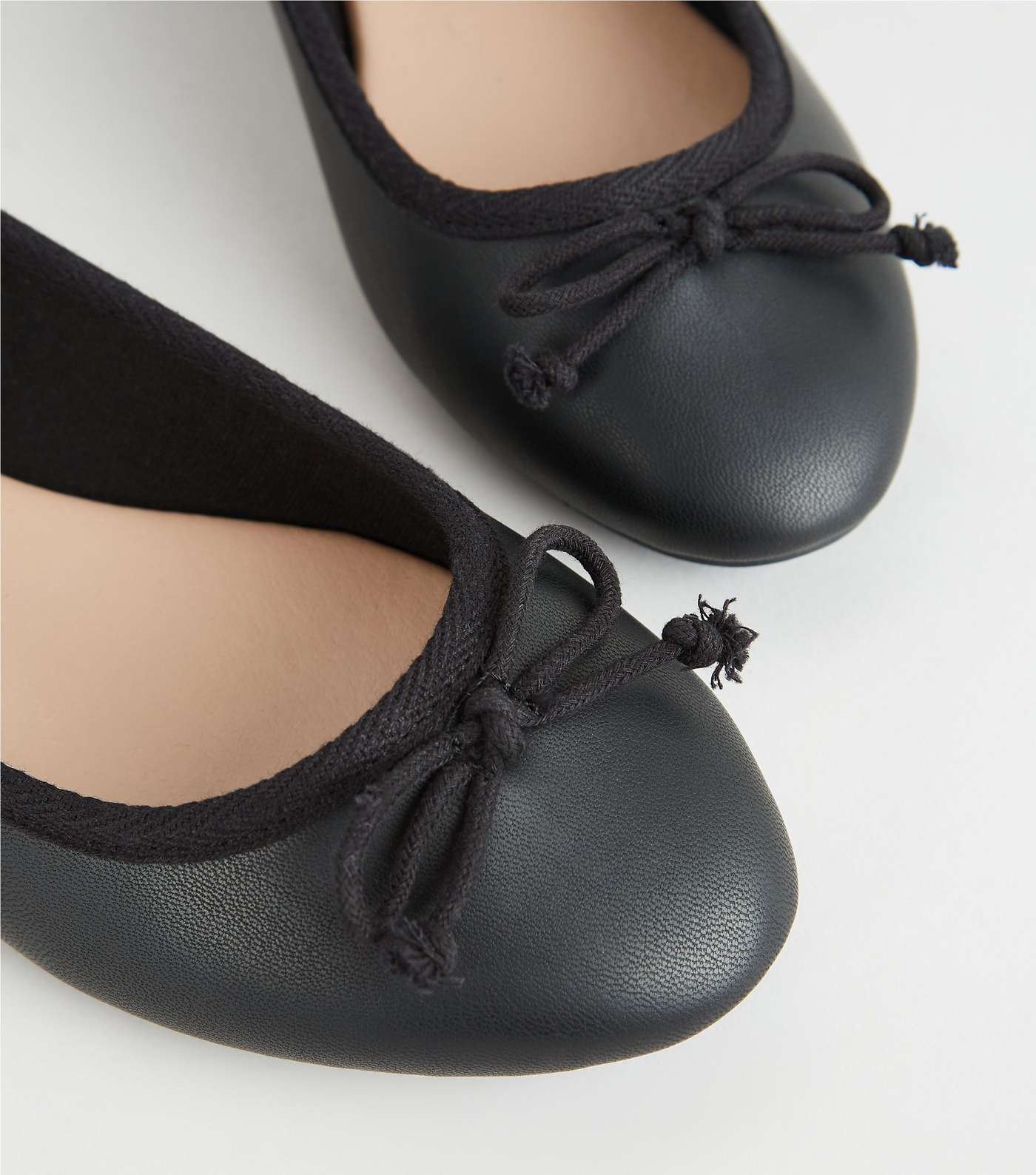 Black Leather-Look Bow Front Ballet Pumps Image 4