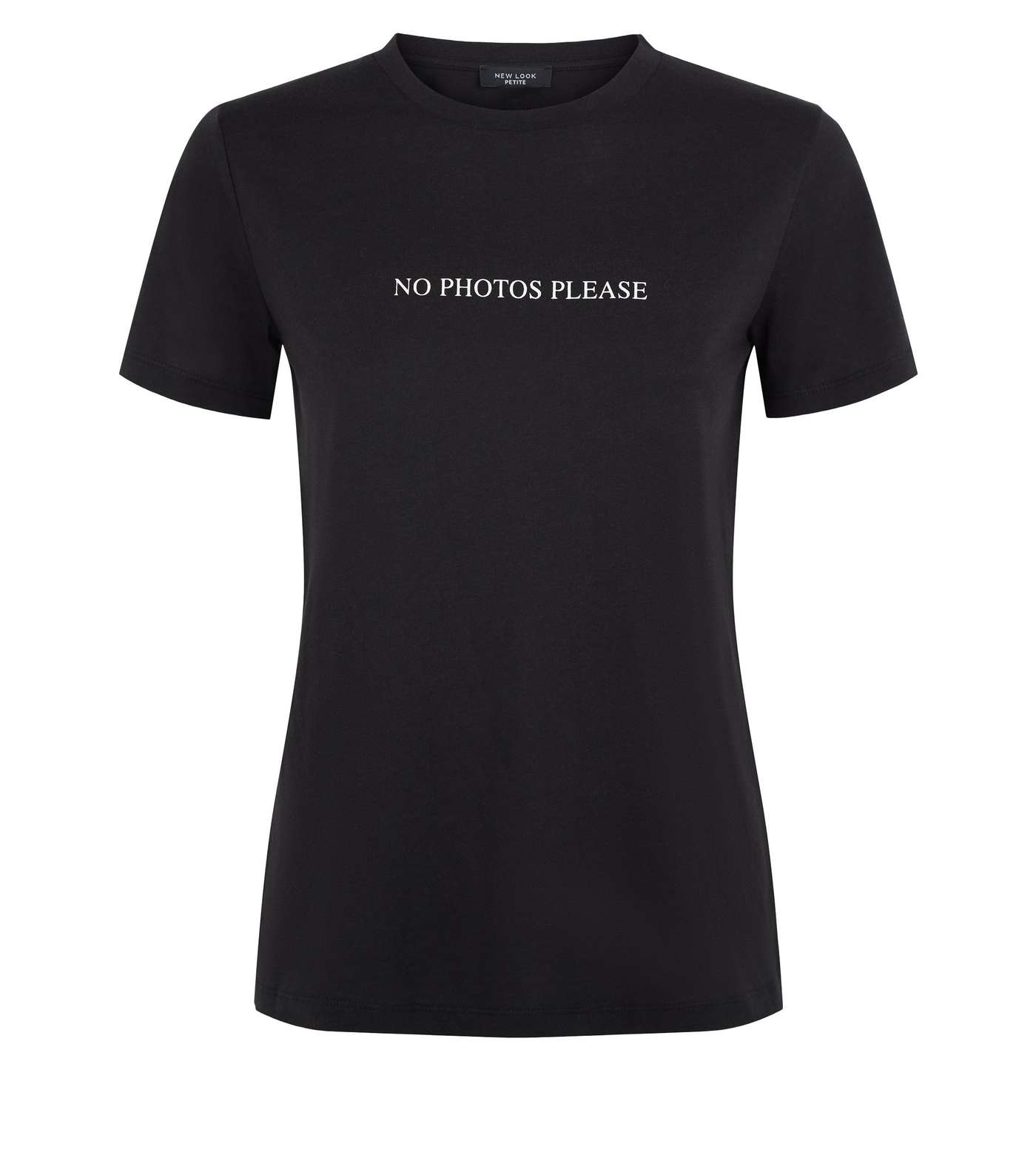 Petite Black No Photos Please Slogan T-Shirt Image 4