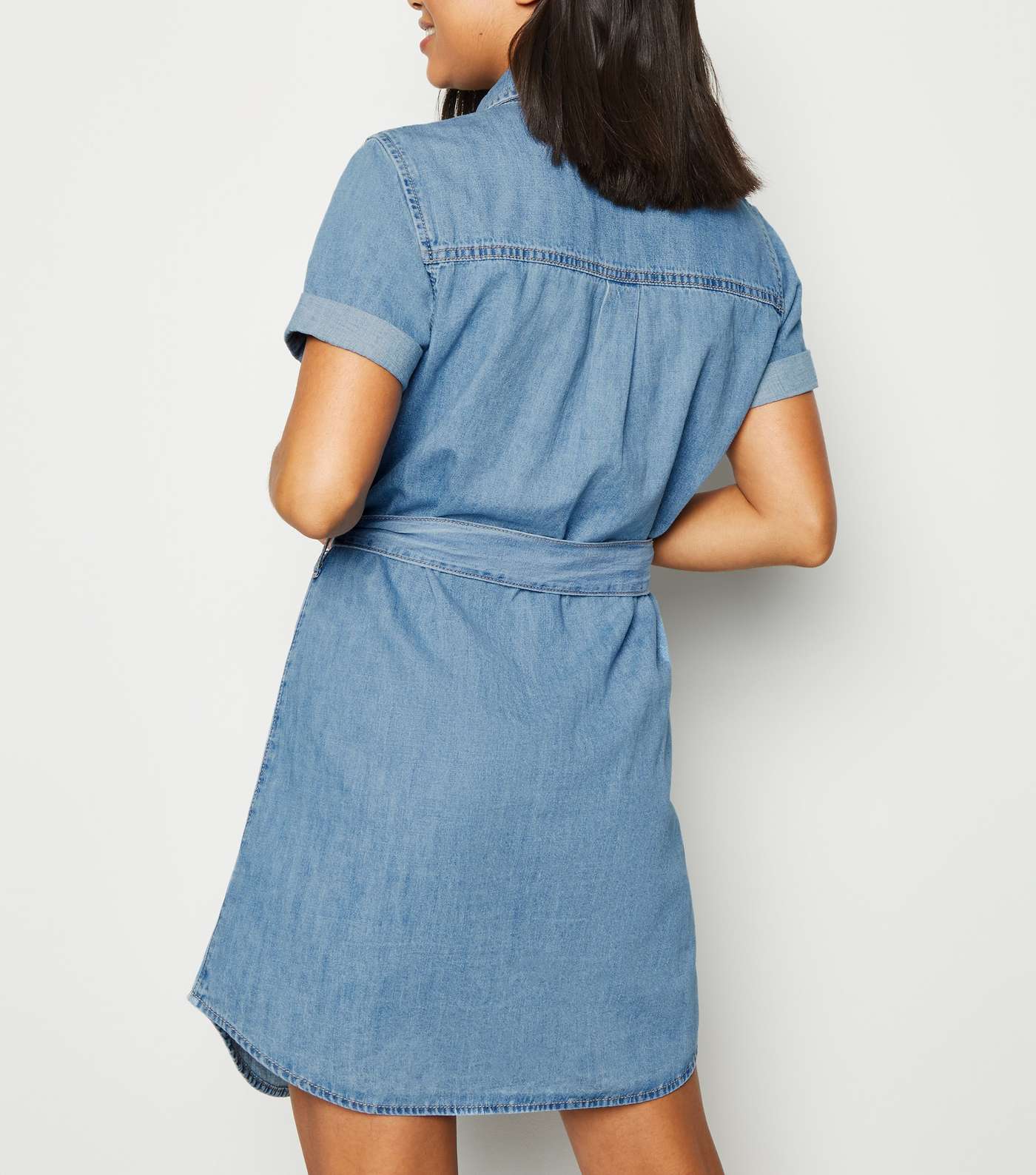 Petite Blue Denim Shirt Dress Image 3