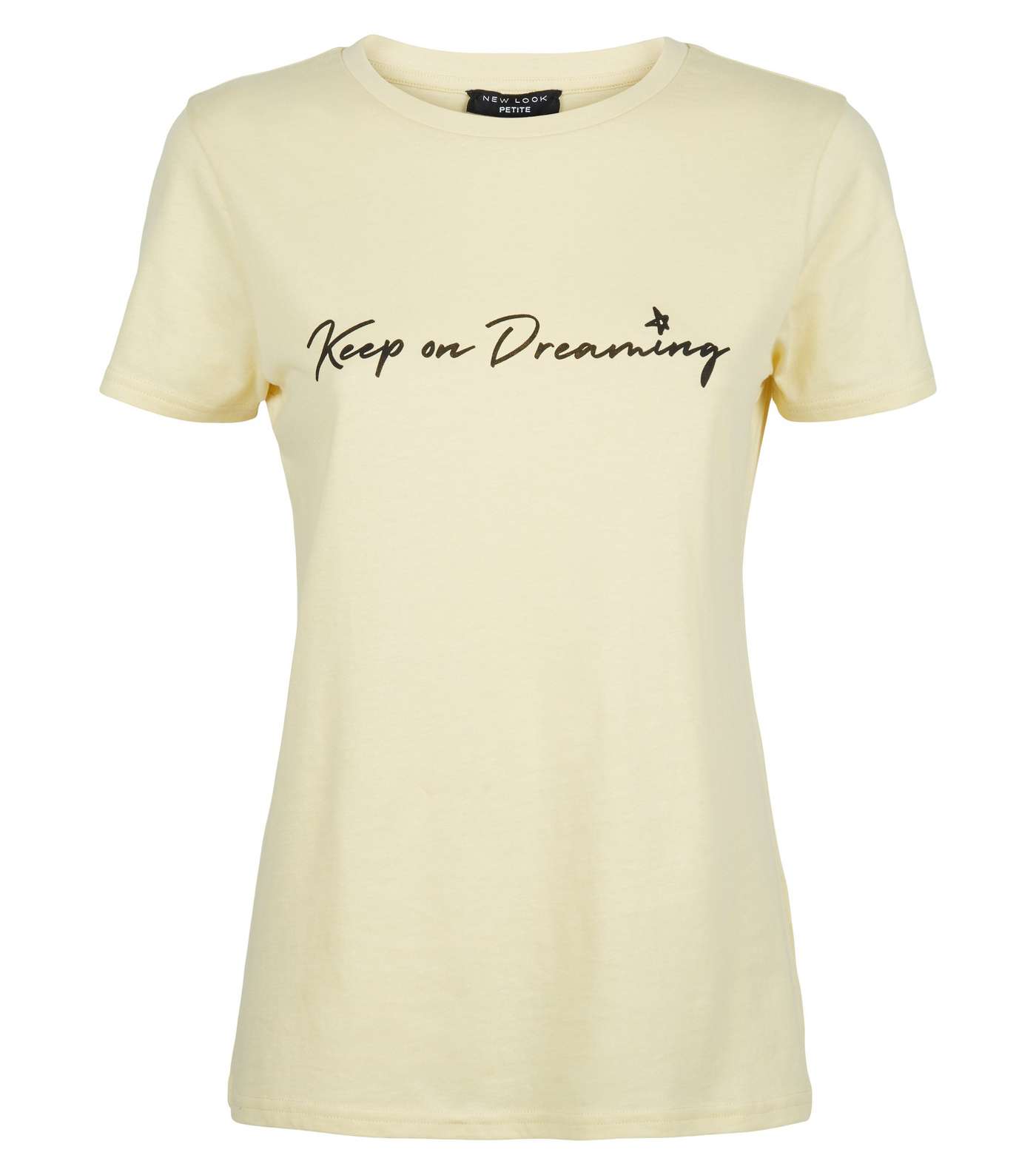 Petite Pale Yellow Dreaming Slogan T-Shirt Image 4