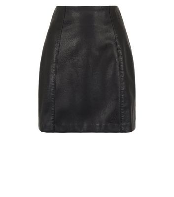 burgundy leather skirt new look