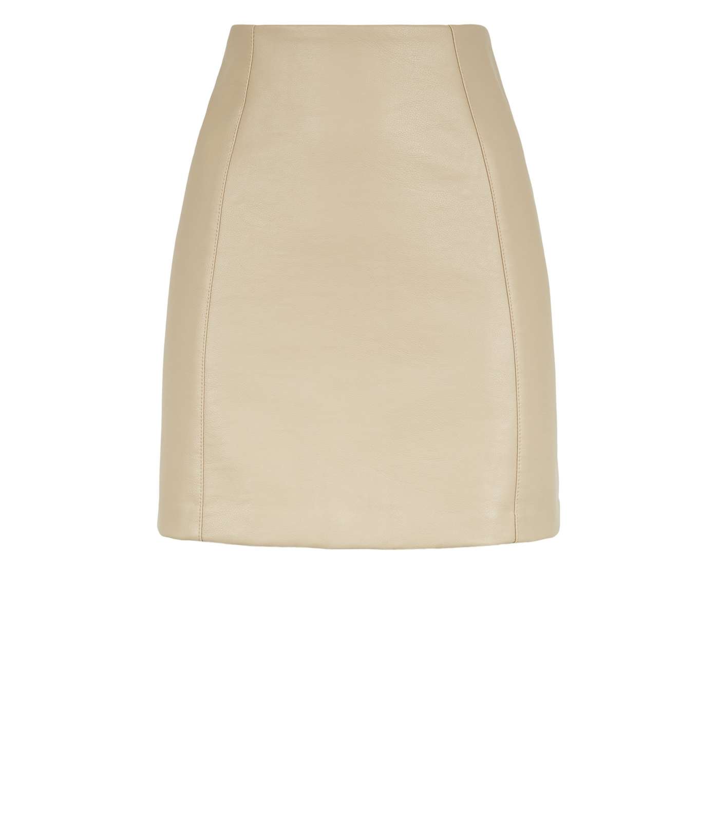 Cream Coated Leather-Look Mini Skirt  Image 4