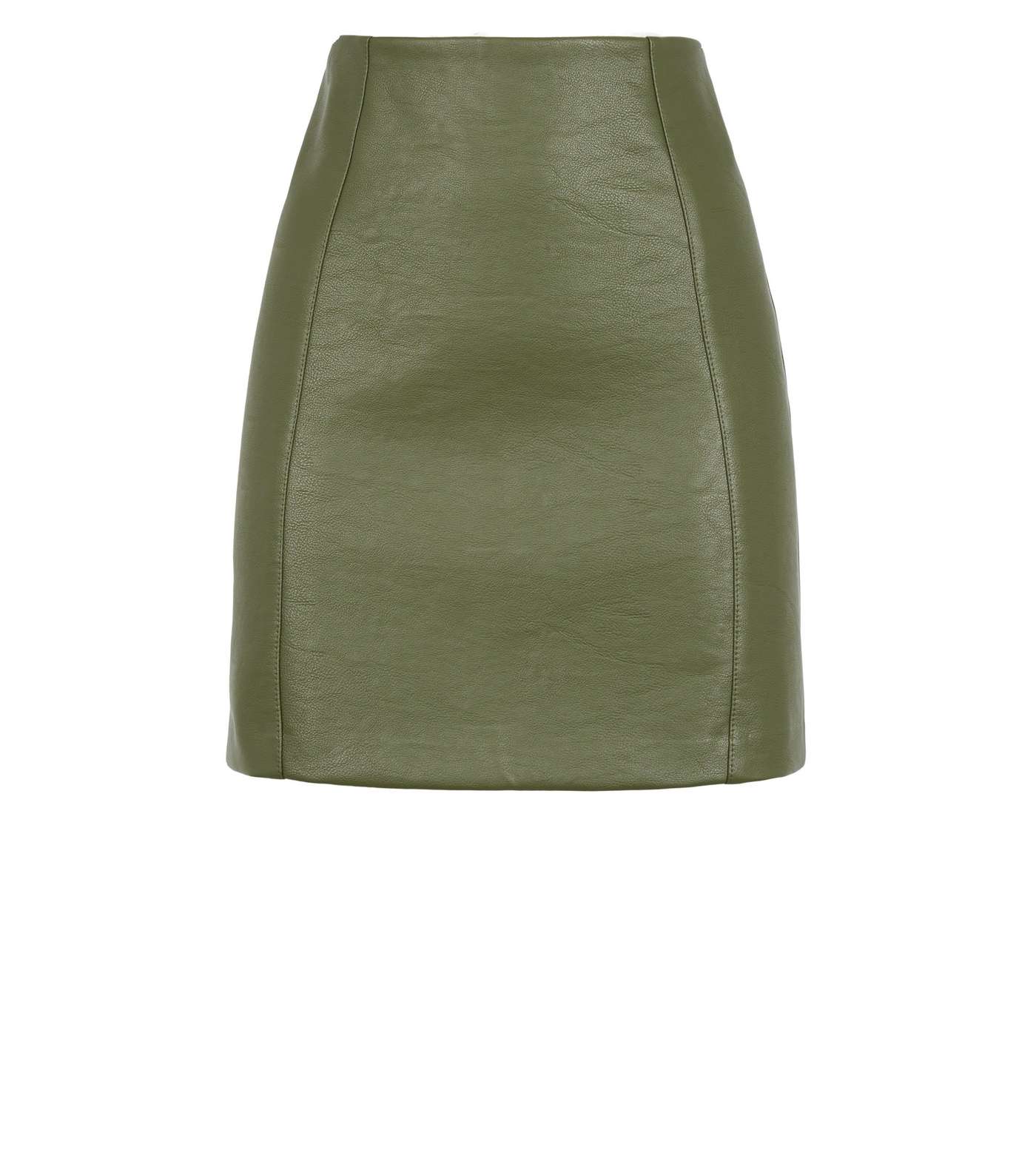 Khaki Coated Leather-Look Mini Skirt  Image 4