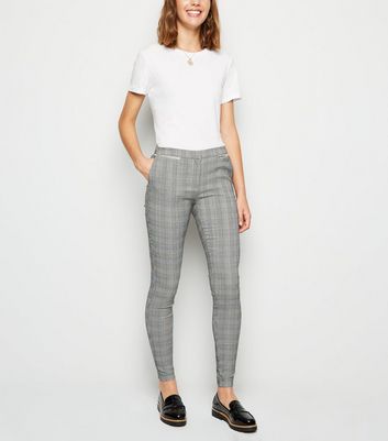 grey check skinny trousers womens