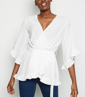 frill wrap blouse