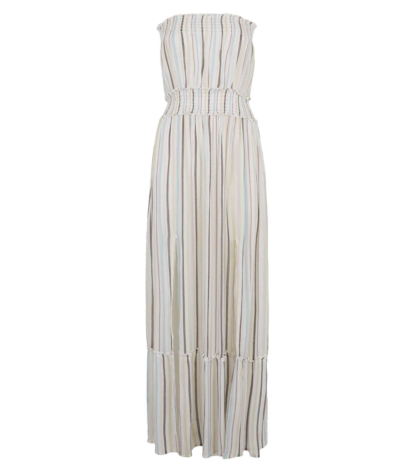 Cream Multi Stripe Beach Dress Image 4