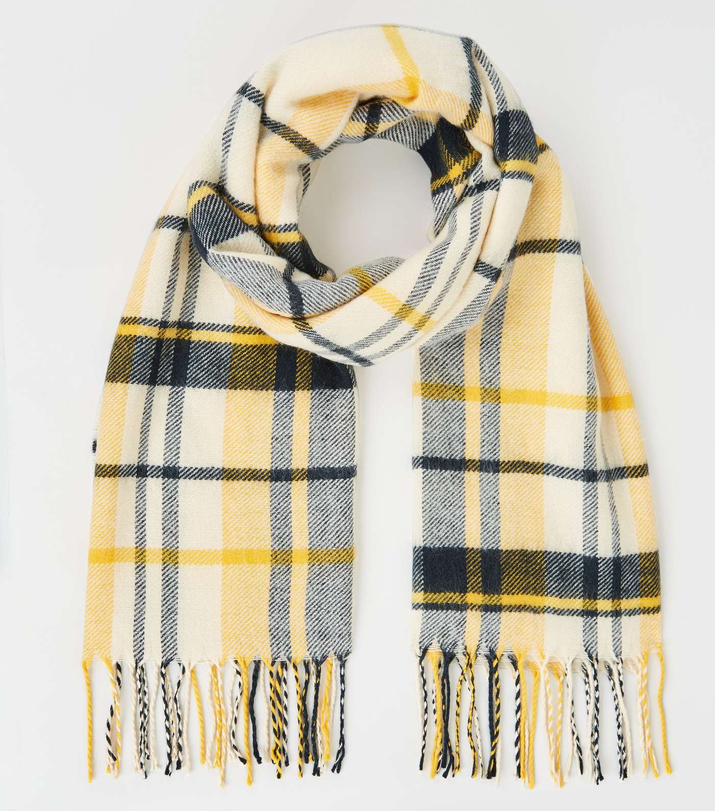 Yellow and Navy Check Scarf