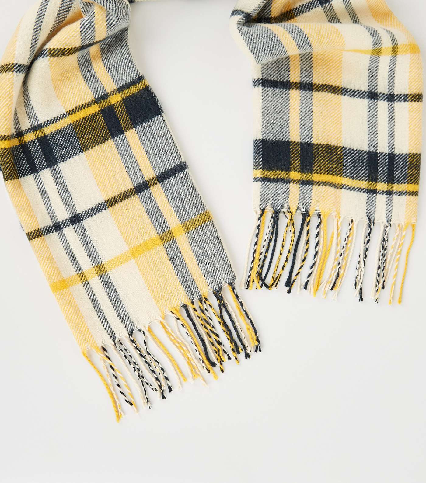 Yellow and Navy Check Scarf Image 3