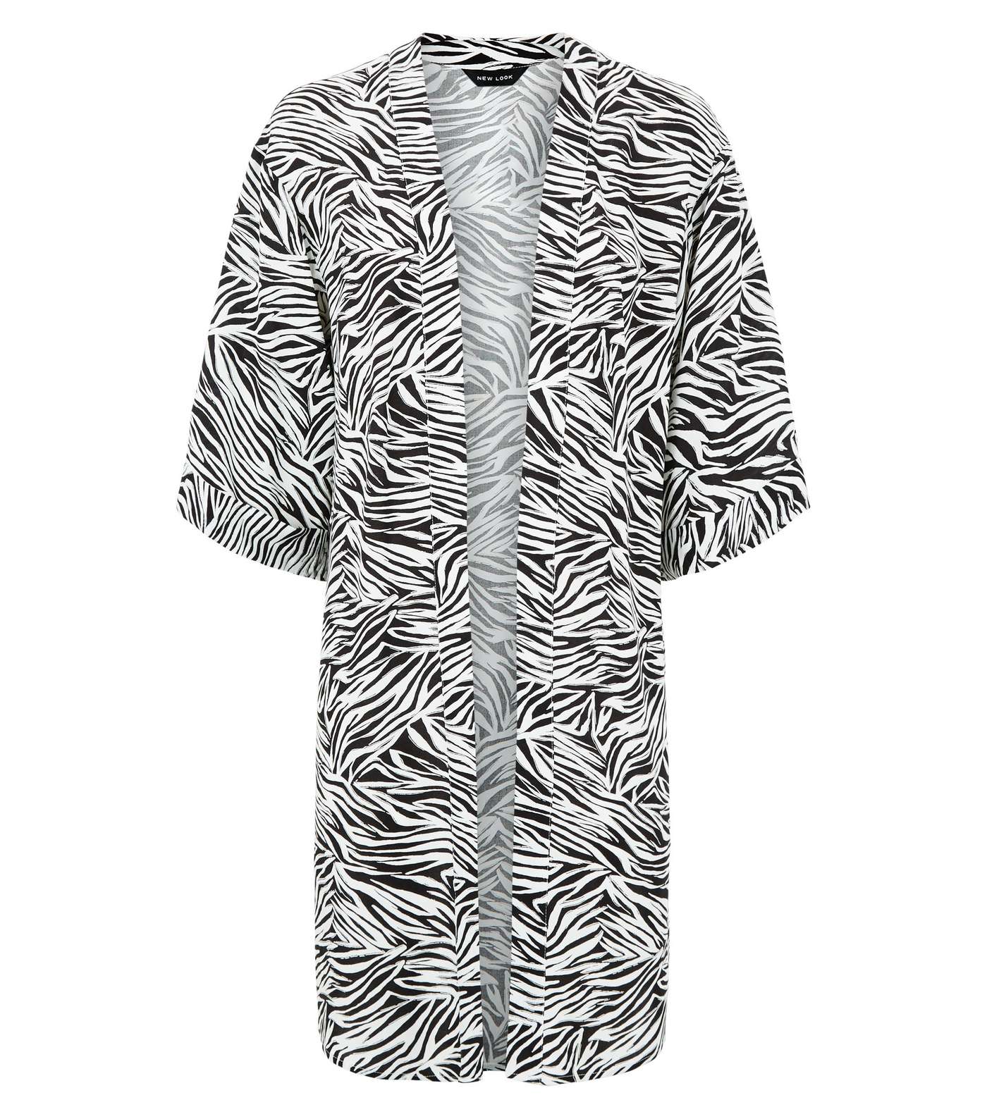 Black Zebra Print Kimono Image 4