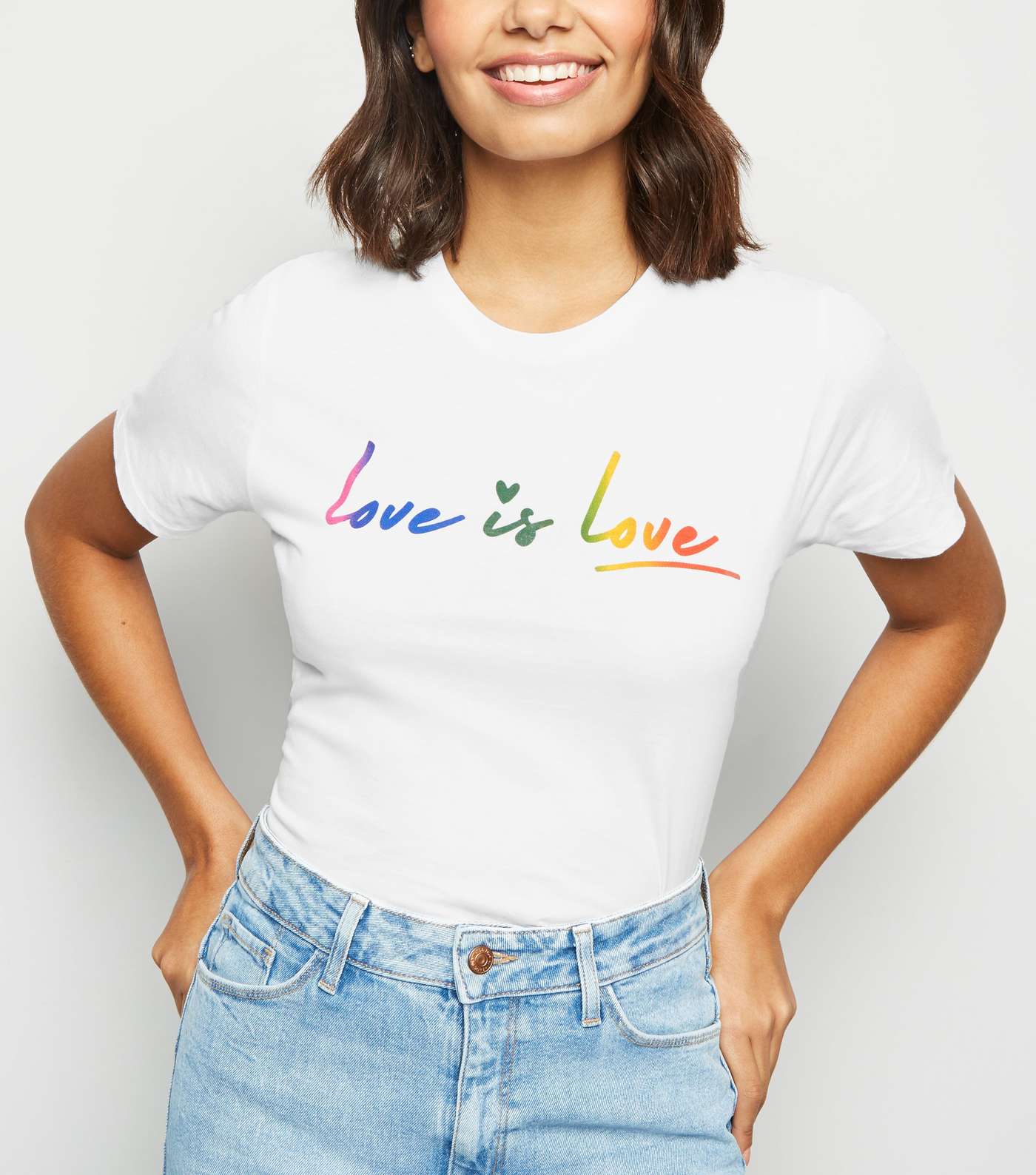 White Rainbow Slogan Love Is Love T-Shirt