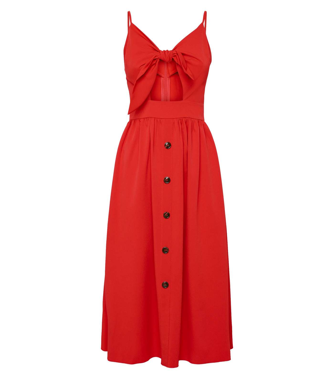 Cameo Rose Red Button Midi Dress Image 4