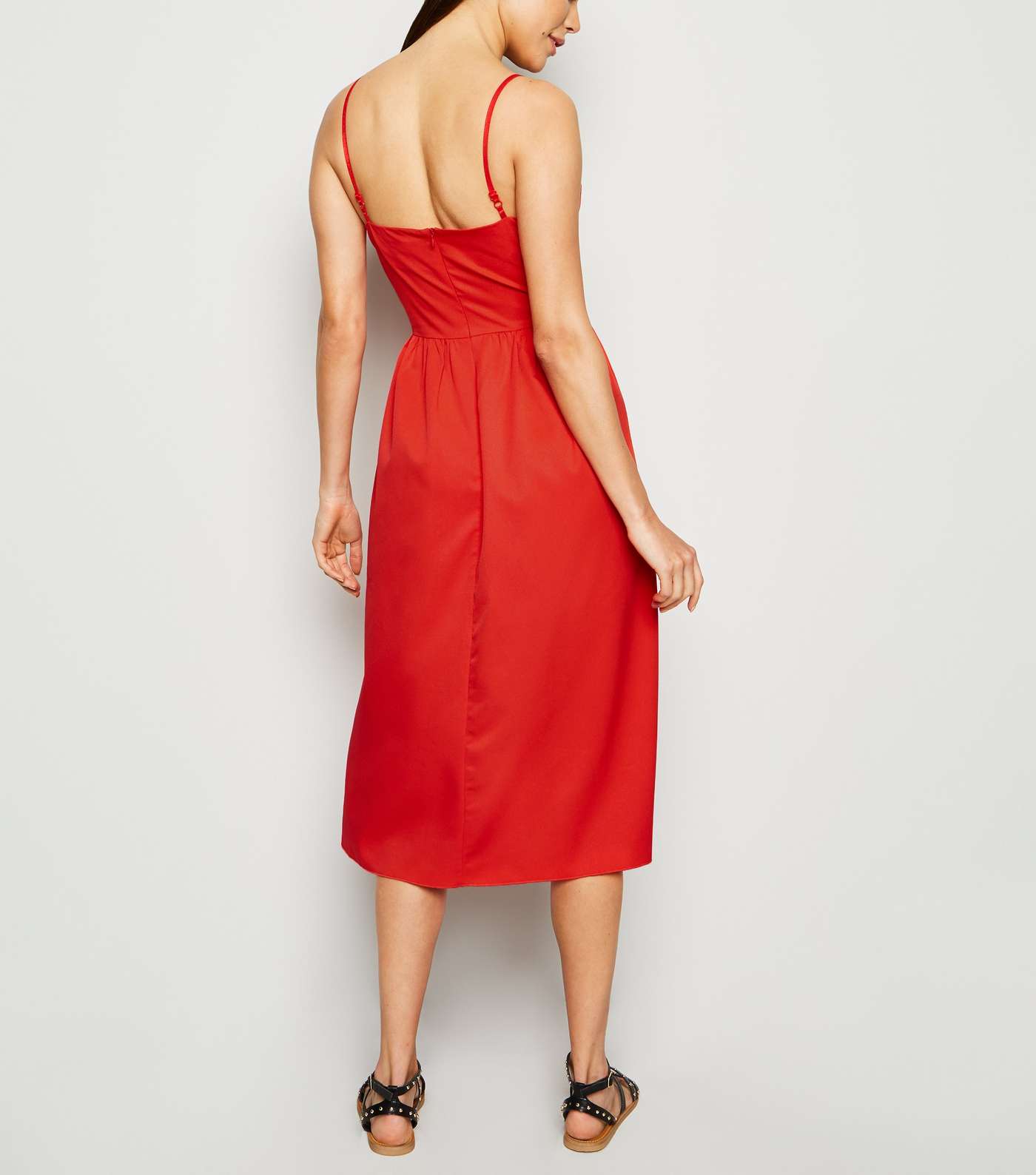 Cameo Rose Red Button Midi Dress Image 2