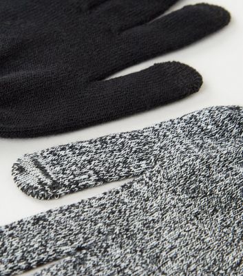 Image of 2 Pack Black Marl Touch Screen Gloves New Look