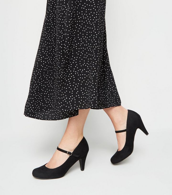 Extra Wide Fit Schwarze Mary Jane Pumps New Look