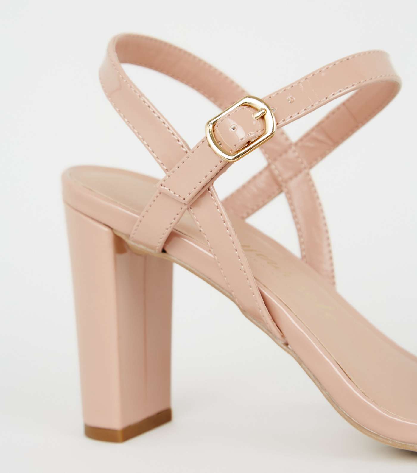 Extra Wide Fit Pale Pink Patent Block Heels Image 4
